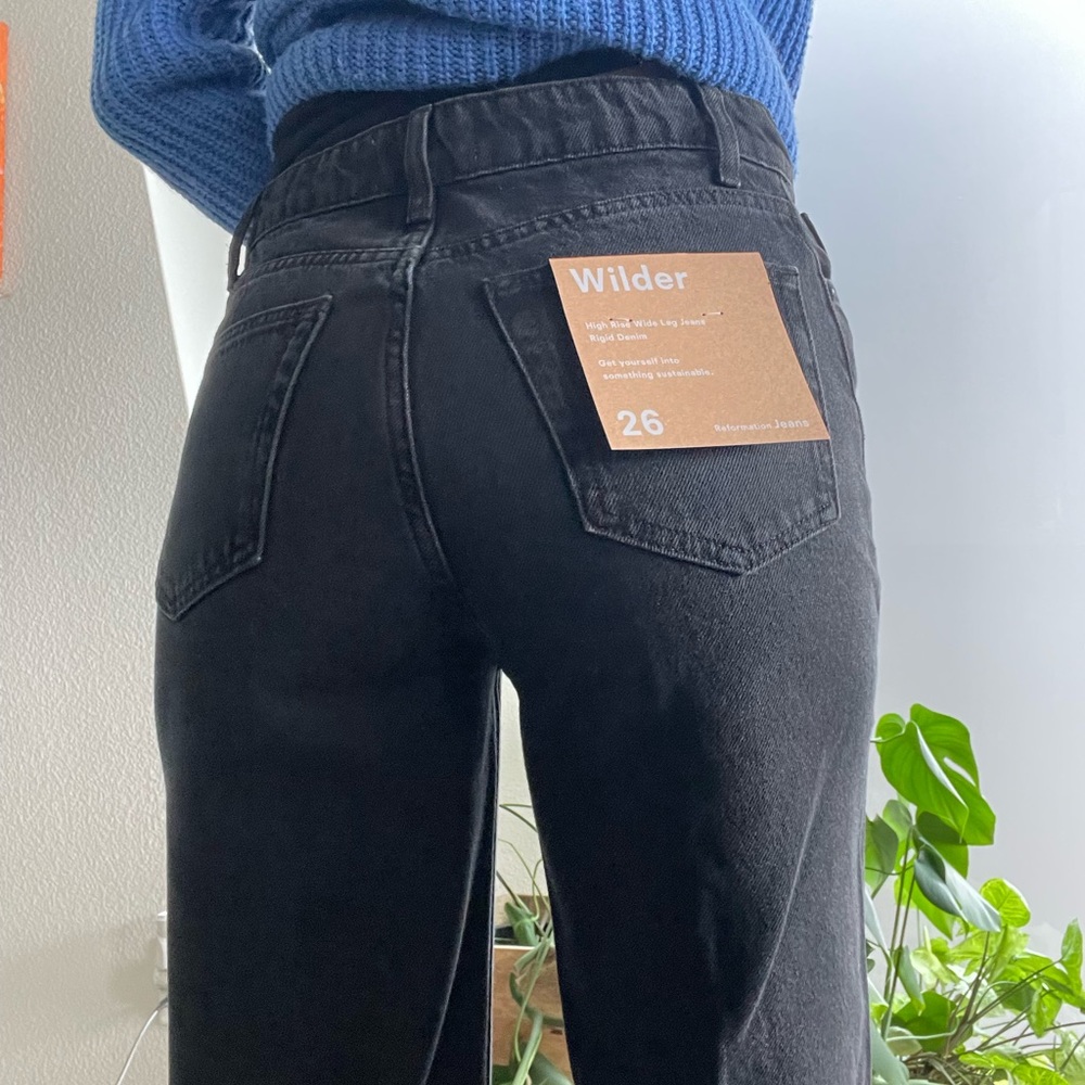 Reformation Wilder High Rise Wide Leg Jeans in Black